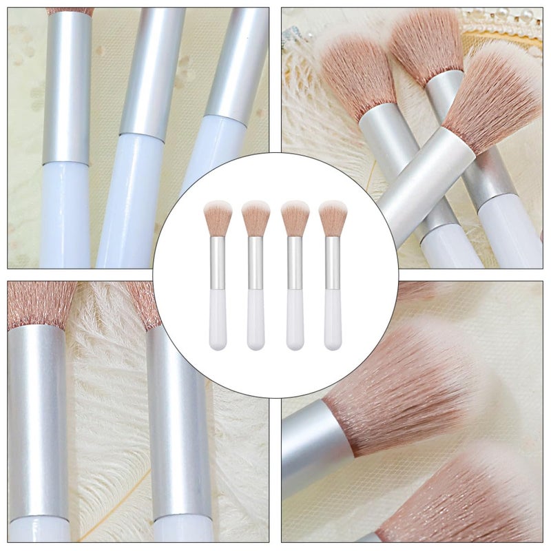 4Pcs Pink Synthetic Hair Makeup Brush Set with Blush and Powder Brushes - Image 4